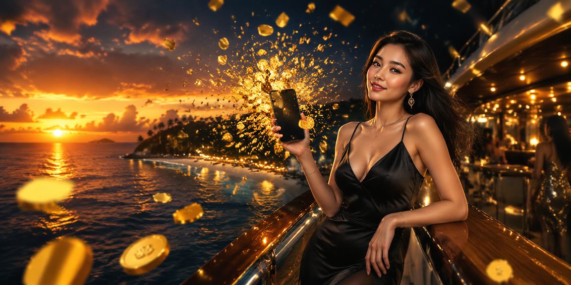 Người chơi casino trên di động tại bãi biển Phú Quốc buổi tối
